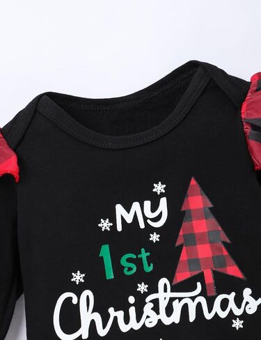 زي طفلة عيد الميلاد الأول بأكمام طويلة، سروال تنورة من التل مع عصابة رأس لعيد الميلاد للأطفال in Kuwait