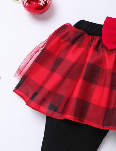 زي طفلة عيد الميلاد الأول بأكمام طويلة، سروال تنورة من التل مع عصابة رأس لعيد الميلاد للأطفال in Kuwait