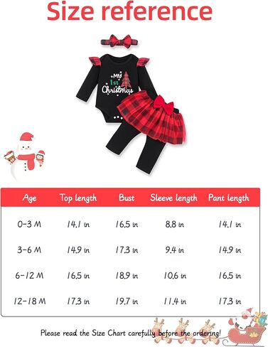 زي طفلة عيد الميلاد الأول بأكمام طويلة، سروال تنورة من التل مع عصابة رأس لعيد الميلاد للأطفال in Kuwait