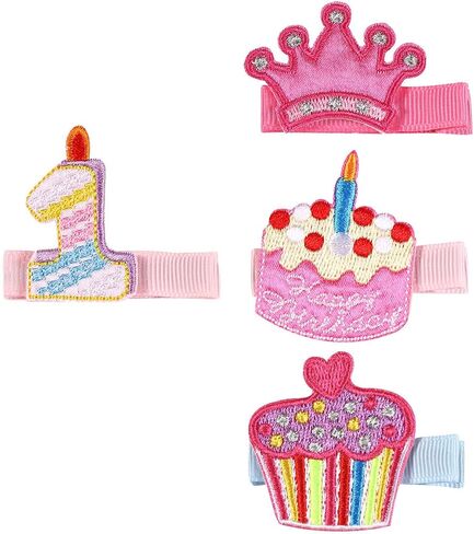 Baby Birthday Hair Clips Pin Birthday Girls Hairclips Cake Crown Girls Hairpin JBC34 (1 Year) in Saudi Arabia