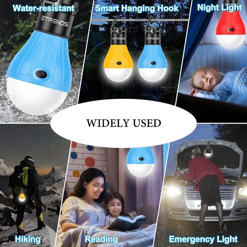 Compact LED Lantern Tent Camp Light Bulb for Camping Hiking Fishing Emergency Lights, Battery Powered Portable Lamp, 4 Count, Batteries Not Included (Black) in Saudi Arabia