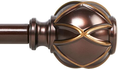 Drapery Curtain Rods for Windows 28 to 48 Inches, Netted Texture Finials, 7/8 Inch Diameter, 33 to 45 Inches, Brown in Kuwait