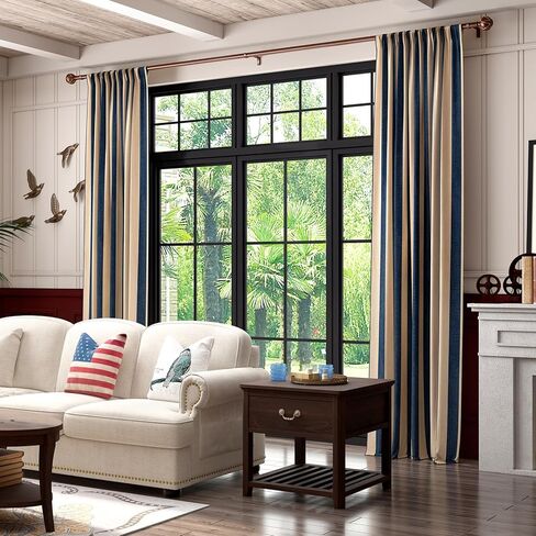 Drapery Curtain Rods for Windows 28 to 48 Inches, Netted Texture Finials, 7/8 Inch Diameter, 33 to 45 Inches, Brown in Kuwait