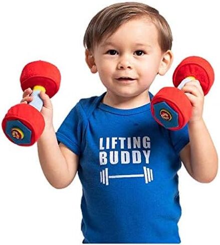 دمبل من القطيفة للأطفال من WOD Toys® مع أصوات خشخشة وأصوات حسية - ألعاب آمنة وناعمة ومتينة للتمرين ورفع الأثقال ولعب التظاهر للأطفال الصغار وحديثي الولادة والرضع والأطفال من سن 0 فما فوق in Kuwait