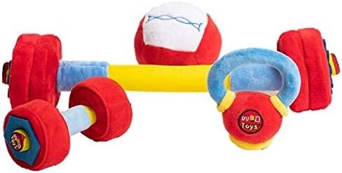 دمبل من القطيفة للأطفال من WOD Toys® مع أصوات خشخشة وأصوات حسية - ألعاب آمنة وناعمة ومتينة للتمرين ورفع الأثقال ولعب التظاهر للأطفال الصغار وحديثي الولادة والرضع والأطفال من سن 0 فما فوق in Kuwait