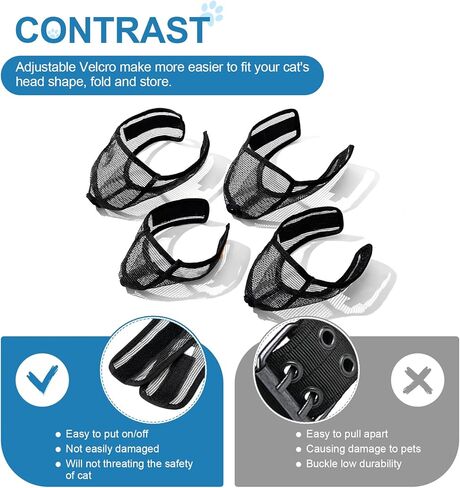 كمامة وينتشوك للقطط لتقليم الأظافر مع شبكة ناعمة مغطاة، تمنع المضغ (XS، أسود) in Kuwait