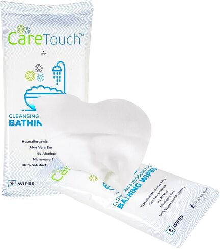 Care Touch Cleaning Wipes - Body Wipes for Adults - No Rinse, Cleansing Shower Wipes - Disposable Bathing Wipes - Great for Camping, Gym and Travel (80 Bath Wipes, 10 pack of 8 Wipes) in Kuwait