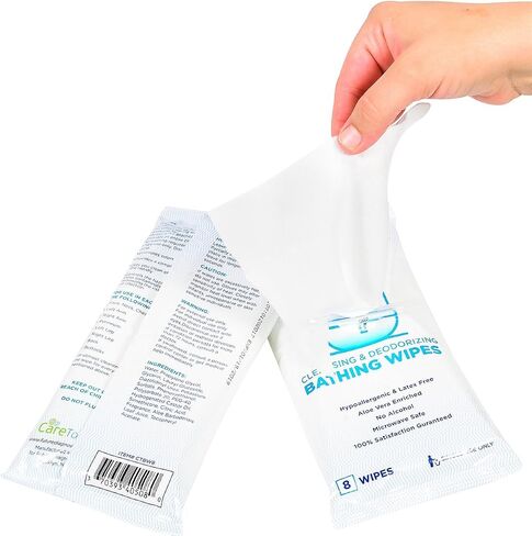 Care Touch Cleaning Wipes - Body Wipes for Adults - No Rinse, Cleansing Shower Wipes - Disposable Bathing Wipes - Great for Camping, Gym and Travel (80 Bath Wipes, 10 pack of 8 Wipes) in Kuwait