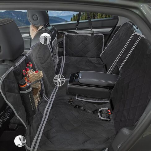 Dog Car Seat Cover for Back Seat. Dog Hammock for Cars - Waterproof Pet Seat Cover for Trucks and SUVs, Nonslip and Durable - Black, Standard in Kuwait