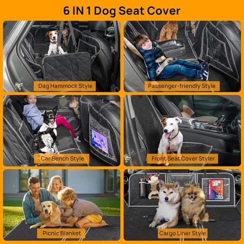 Dog Car Seat Cover for Back Seat. Dog Hammock for Cars - Waterproof Pet Seat Cover for Trucks and SUVs, Nonslip and Durable - Black, Standard in Kuwait