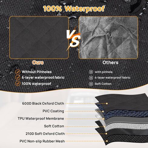 Dog Car Seat Cover for Back Seat. Dog Hammock for Cars - Waterproof Pet Seat Cover for Trucks and SUVs, Nonslip and Durable - Black, Standard in Kuwait