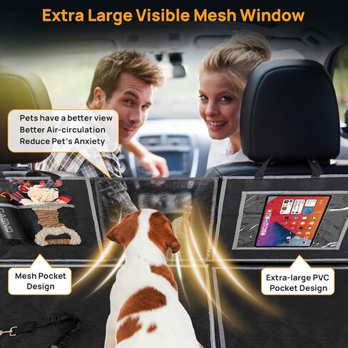 Dog Car Seat Cover for Back Seat. Dog Hammock for Cars - Waterproof Pet Seat Cover for Trucks and SUVs, Nonslip and Durable - Black, Standard in Kuwait