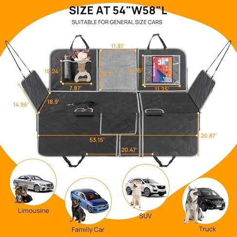 Dog Car Seat Cover for Back Seat. Dog Hammock for Cars - Waterproof Pet Seat Cover for Trucks and SUVs, Nonslip and Durable - Black, Standard in Kuwait