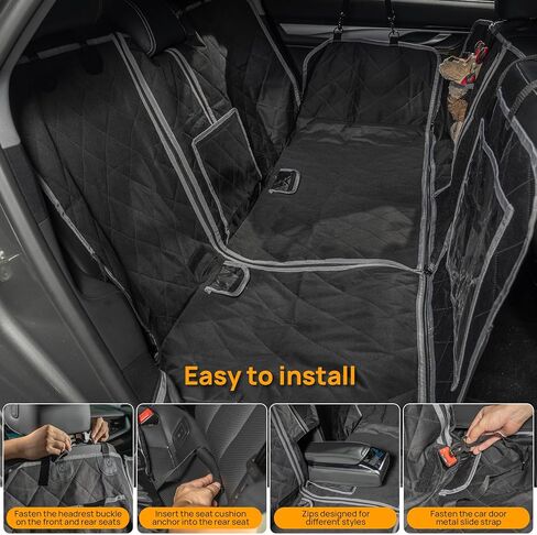 Dog Car Seat Cover for Back Seat. Dog Hammock for Cars - Waterproof Pet Seat Cover for Trucks and SUVs, Nonslip and Durable - Black, Standard in Kuwait
