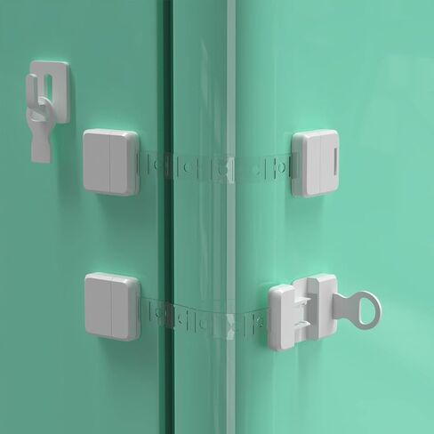 Child Safety Strap Locks (2 Pack) Baby Proof Cabinet Latches with Keys, for Fridge, Cabinets, Drawers, Dishwasher, Toilet, 3M Adhesive No Drilling, Easy Installation (Clear-White) in Kuwait