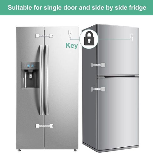 Child Safety Strap Locks (2 Pack) Baby Proof Cabinet Latches with Keys, for Fridge, Cabinets, Drawers, Dishwasher, Toilet, 3M Adhesive No Drilling, Easy Installation (Clear-White) in Kuwait