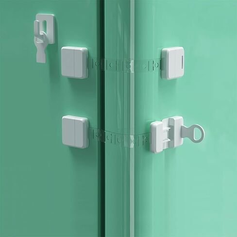 Child Safety Strap Locks (2 Pack) Baby Proof Cabinet Latches with Keys, for Fridge, Cabinets, Drawers, Dishwasher, Toilet, 3M Adhesive No Drilling, Easy Installation (Clear-White) in Kuwait