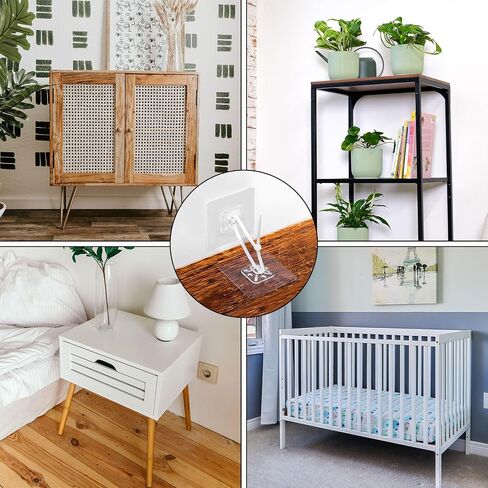 Pack of 26 No Drilling Furniture Anchors, Self-Adhesive Furniture Anchors on the Wall for Baby Safety with Nylon Straps Furniture Fixings for Cupboards Wardrobe Bookshelf Chest of Drawers in Saudi Arabia