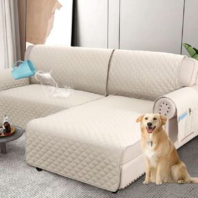 H.VERSAILTEX 100% Waterproof Sectional Couch Covers 2-Piece Couch Cover L Shape Sofa Covers Washable for Dogs Non Slip (Left Chaise Lounge Cover + 2 Seat Sofa Cover, Chocolate)