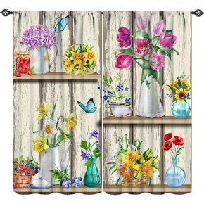 Gnome Chef Kitchen Curtains,Cute Gnomes Donut Cake Garlic Print Pattern,Black White Buffalo Plaid Background Rod Pocket Window Drapes for Kids Bedroom Living Room Cafe 42x45 Inch in Kuwait