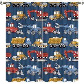 Construction Truck Blackout Curtains for Kids Girls Boys Teens Bedroom Home Living Room Decor, Cartoon Excavator Cars Grommet Darkening Window Drapes 2 Panels, W42 x L45 Inch Decor in Kuwait