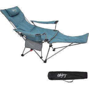 #WEJOY 2-in-1 Camping Chair Reclining, Lightweight Folding Camping Chair with Adjustable Backrest & Footrest, Camping Lounge Chair with Headrest, Cup Holder, Storage Bag, for Beach, Lawn, 2 Pack