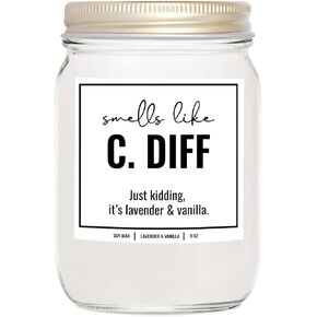 YouNique Designs, Smell Like C. Diff Registered Nurse Candle, 4 Oz, Funny Nurse Gifts for Women, Rn Gifts for Nurses, Gi Nurse Appreciation Gifts, Future Nurse Graduation Gift (Lavender&VanillaA 4oz)