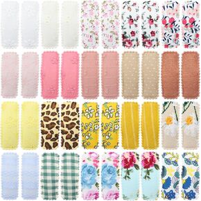 inSowni 40 قطعة 20 لونًا في أزواج من القماش المخطط بطبعة زهور الفهد الصلبة ملفوفة بشكل مستطيل غير قابل للانزلاق ومشابك شعر ومشابك للشعر للأطفال والبنات والأطفال والمراهقين in Kuwait