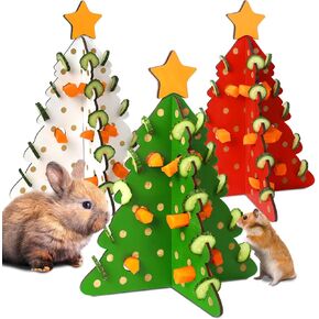 Ziliny 3 Sets Rabbit Foraging Toy Christmas Guinea Pig Rabbit Puzzle Foraging Toy Guinea Pig Toy Accessories Christmas Tree Bunny Vegetable Hay Feeder for Guinea Pig Rabbit Bunny Hamster in Kuwait