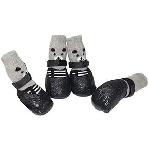 URBEST Dog Socks, Boots Shoes for Dogs Cat Socks Non-Slip Soles Adjustable Dog Cat Paw Socks Fit for Puppy and Small Dogs (M, Black)