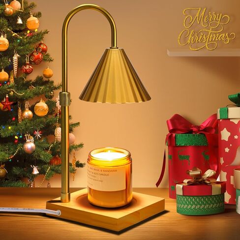 مصباح تدفئة الشموع من بيستمال، جهاز ذوبان شموع كهربائية ذهبية فاتحة قابلة للتعتيم مع مؤقت، جهاز تدفئة فانوس الشمع قابل للتعديل مع لمبتين للشمع المعطر وديكور المنزل in Kuwait