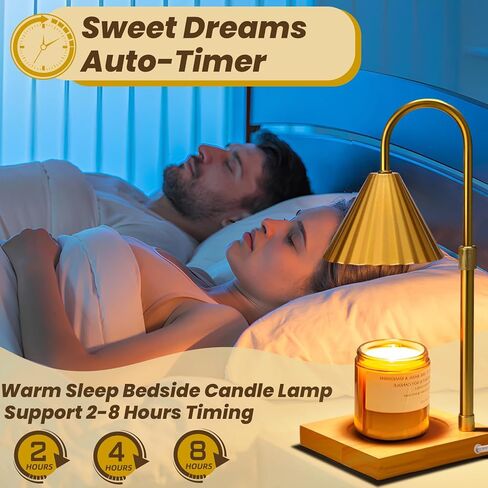 مصباح تدفئة الشموع من بيستمال، جهاز ذوبان شموع كهربائية ذهبية فاتحة قابلة للتعتيم مع مؤقت، جهاز تدفئة فانوس الشمع قابل للتعديل مع لمبتين للشمع المعطر وديكور المنزل in Kuwait