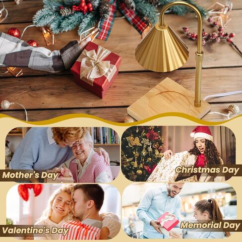 مصباح تدفئة الشموع من بيستمال، جهاز ذوبان شموع كهربائية ذهبية فاتحة قابلة للتعتيم مع مؤقت، جهاز تدفئة فانوس الشمع قابل للتعديل مع لمبتين للشمع المعطر وديكور المنزل in Kuwait