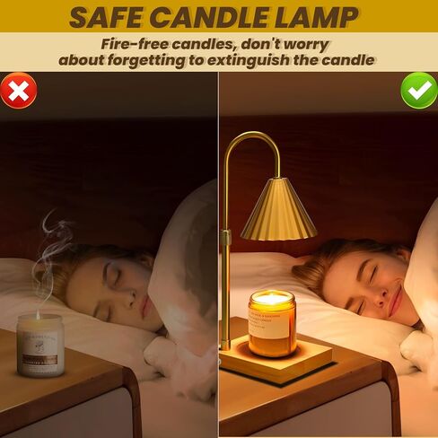 مصباح تدفئة الشموع من بيستمال، جهاز ذوبان شموع كهربائية ذهبية فاتحة قابلة للتعتيم مع مؤقت، جهاز تدفئة فانوس الشمع قابل للتعديل مع لمبتين للشمع المعطر وديكور المنزل in Kuwait