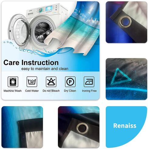 renaiss حرق كرة السلة نافذة الستائر البرق كرة السلة نافذة العلاجات المياه لهب ضبابي ستائر التعتيم للبنين فتاة المراهقين غرفة نوم غرفة اللعب الديكور ديكور المنزل 53x84 بوصة × 2 لوحات in Kuwait