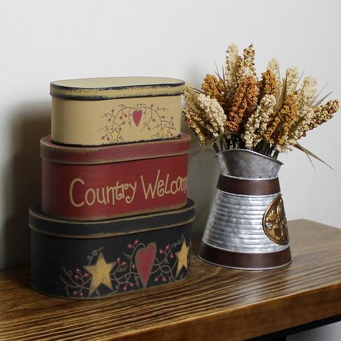 CVHOMEDECO. صناديق تعشيش من الورق المقوى ذات شكل بيضاوي كلاسيكي "عش جيدًا، اضحك كثيرًا، أحب كثيرًا"، مقاس كبير 9-3/4 × 5-1/2 × 4 بوصة، مجموعة من 3 قطع. in Kuwait