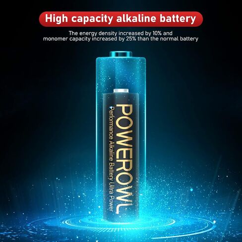 POWEROWL High-Capacity Alkaline AA AAA Batteries Combo, Long Lasting, 10-Year Shelf Life - Pack of 16 in Saudi Arabia