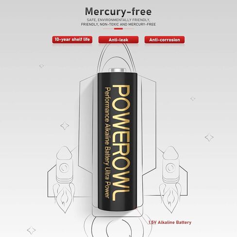 POWEROWL High-Capacity Alkaline AA AAA Batteries Combo, Long Lasting, 10-Year Shelf Life - Pack of 16 in Saudi Arabia