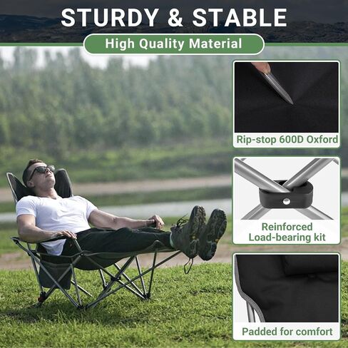 #WEJOY 2-in-1 Camping Chair Reclining, Lightweight Folding Camping Chair with Adjustable Backrest & Footrest, Camping Lounge Chair with Headrest, Cup Holder, Storage Bag, for Beach, Lawn, 2 Pack in Saudi Arabia