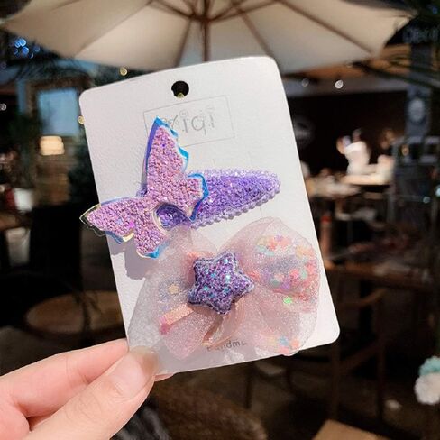 مشابك شعر للفتيات الصغيرات اللامعة من Hot & Sattion، مشابك تاج غير قابلة للانزلاق من الشيفون للفتيات والأطفال الصغار وإكسسوارات الشعر (6 عبوات) in Kuwait