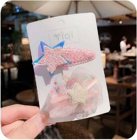 مشابك شعر للفتيات الصغيرات اللامعة من Hot & Sattion، مشابك تاج غير قابلة للانزلاق من الشيفون للفتيات والأطفال الصغار وإكسسوارات الشعر (6 عبوات) in Kuwait