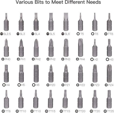 مفك براغي لاسلكي، مفك براغي كهربائي قابل لإعادة الشحن 3.6 فولت 2000 مللي أمبير في الساعة بطارية ليثيوم أيون مع 33 قطعة مجموعة لقم لولبية مجانية، شحن USB مع اثنين من مصابيح LED باللون الأسود - SDP70DC in Kuwait