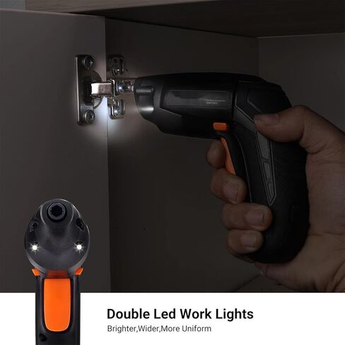 مفك براغي لاسلكي، مفك براغي كهربائي قابل لإعادة الشحن 3.6 فولت 2000 مللي أمبير في الساعة بطارية ليثيوم أيون مع 33 قطعة مجموعة لقم لولبية مجانية، شحن USB مع اثنين من مصابيح LED باللون الأسود - SDP70DC in Kuwait