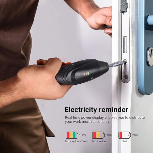 مفك براغي لاسلكي، مفك براغي كهربائي قابل لإعادة الشحن 3.6 فولت 2000 مللي أمبير في الساعة بطارية ليثيوم أيون مع 33 قطعة مجموعة لقم لولبية مجانية، شحن USB مع اثنين من مصابيح LED باللون الأسود - SDP70DC in Kuwait