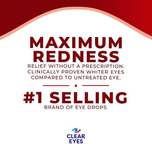 Clear Eyes Maximum Strength Redness Relief Eye Drops, 2 Count in Kuwait