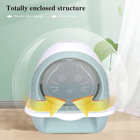 توب مارت صندوق فضلات القطط مع غطاء، صندوق فضلات مغطى قابل للطي، صندوق فضلات مغلق مضاد للرذاذ للقطط الصغيرة، صندوق فضلات بغطاء راس مع مغرفة فضلات القطط، فلتر كربوني، تحكم في الرائحة in Kuwait