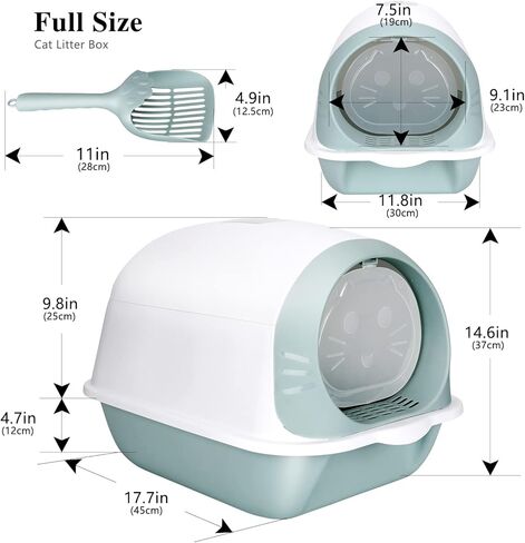 توب مارت صندوق فضلات القطط مع غطاء، صندوق فضلات مغطى قابل للطي، صندوق فضلات مغلق مضاد للرذاذ للقطط الصغيرة، صندوق فضلات بغطاء راس مع مغرفة فضلات القطط، فلتر كربوني، تحكم في الرائحة in Kuwait