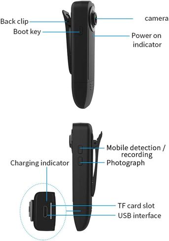 كاميرا الجسم الصغيرة Docooler 1080P مع مشبك صوتي ومسجل فيديو بزاوية واسعة وكاميرا فيديو مدمجة وبطارية للرؤية الليلية وكشف الحركة للمشي لمسافات طويلة وركوب الخيل والسفر in Kuwait