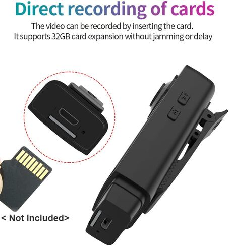 كاميرا الجسم الصغيرة Docooler 1080P مع مشبك صوتي ومسجل فيديو بزاوية واسعة وكاميرا فيديو مدمجة وبطارية للرؤية الليلية وكشف الحركة للمشي لمسافات طويلة وركوب الخيل والسفر in Kuwait