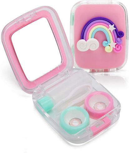 ofone Contact Lens Case, Cute Contact Lens Holder Oval Contact Lenses Travel Case with Removal Tool Mirror and Tweezers Contacts Container Storage Kit for Women and Girl (Black) in Saudi Arabia